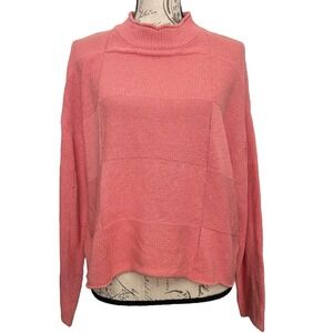 Free People Women Sweater XS Pink Beach Mock Neck Patchwork Boho Minimalist